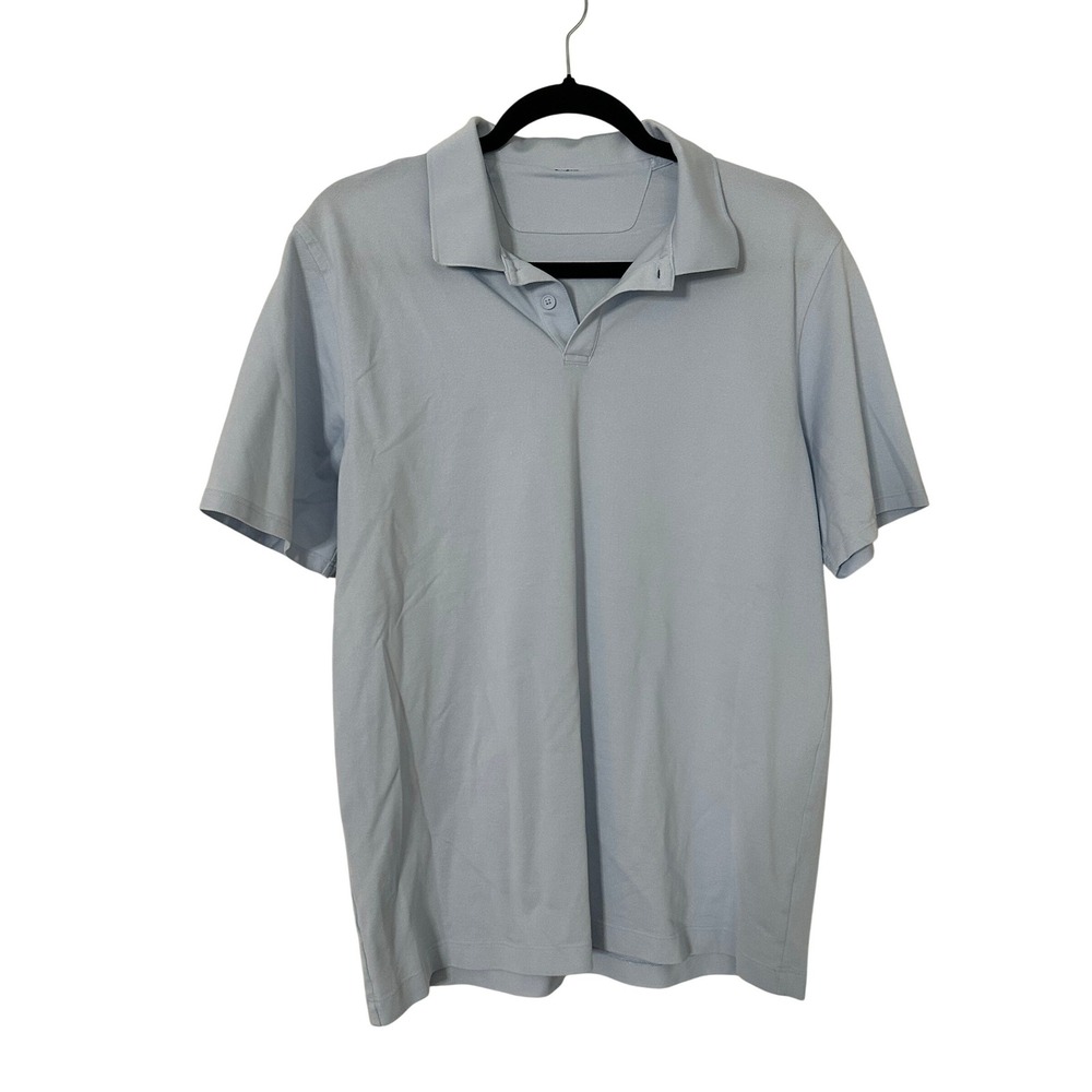 Lululemon Mens Light Blue Evolution Piqué Short Sleeve Polo Shirt‎